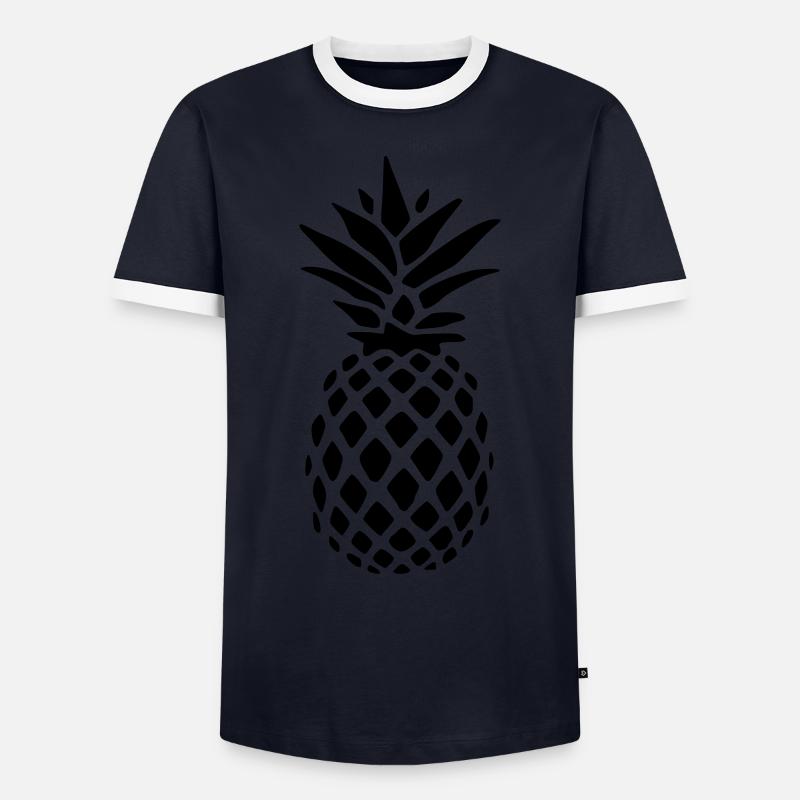 Ananas - Männer Kontrast-T-Shirt - Navy/Weiß 