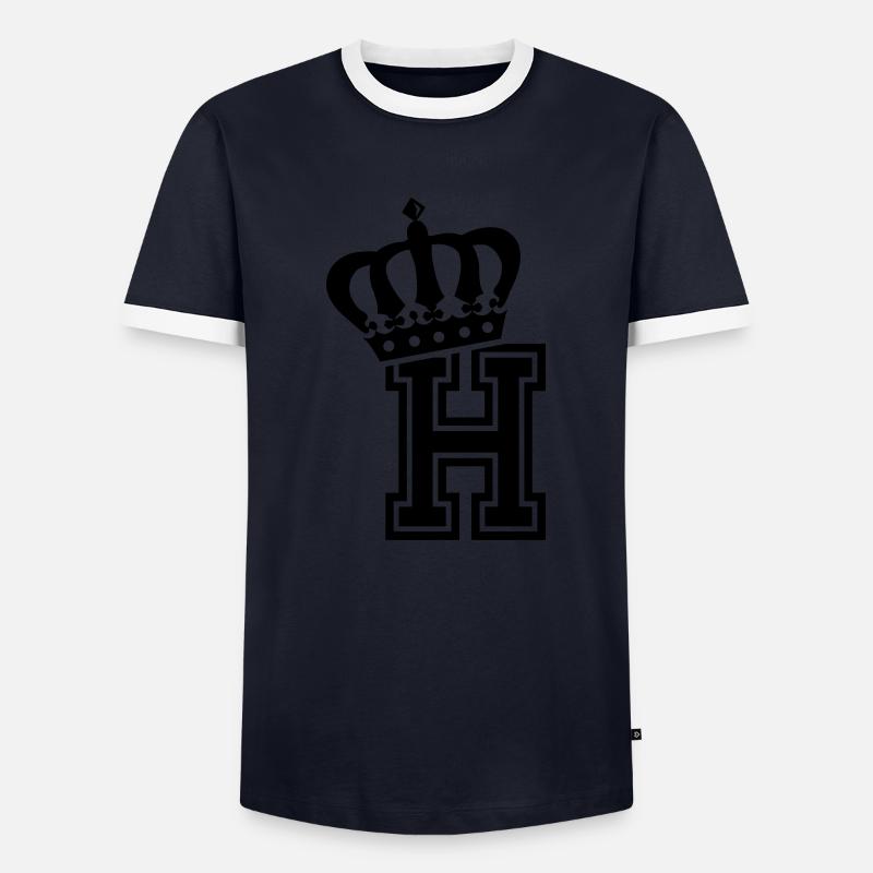 Buchstabe H - Männer Kontrast-T-Shirt - Navy/Weiß 