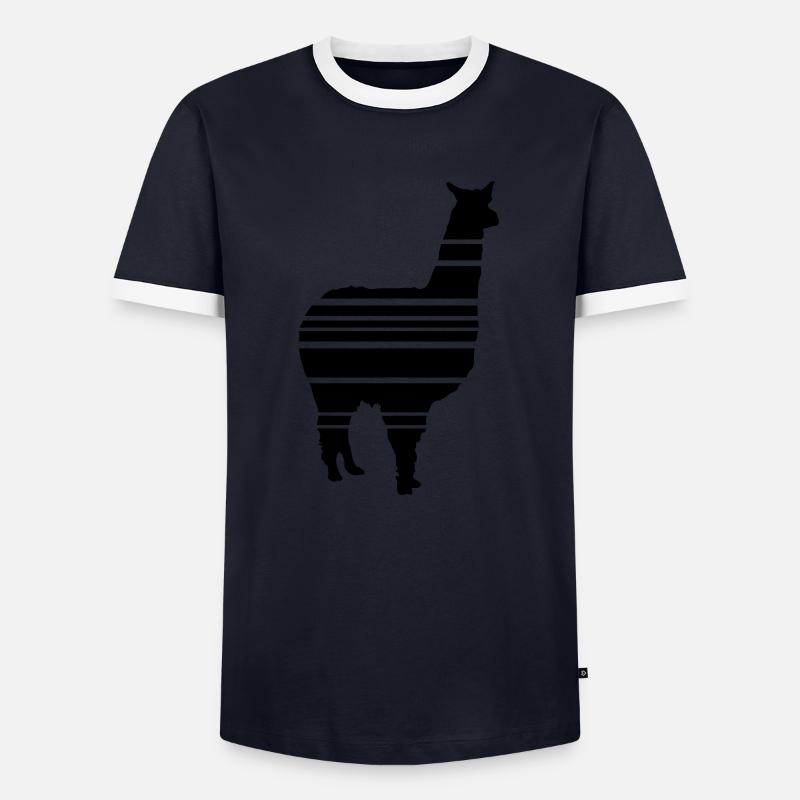 lama alpaca - Männer Kontrast-T-Shirt - Navy/Weiß 