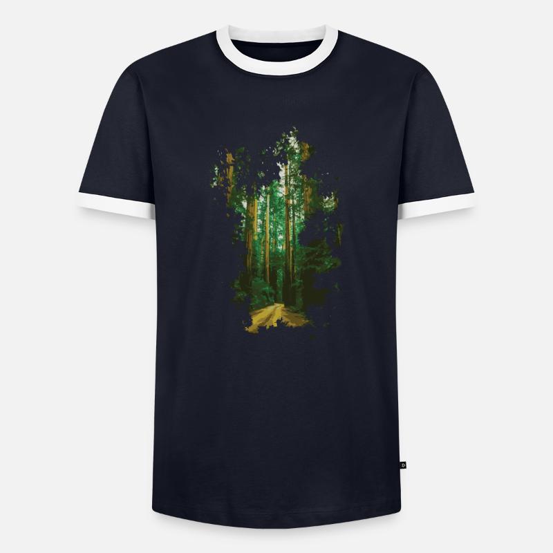 Wald - Männer Kontrast-T-Shirt - Navy/Weiß 