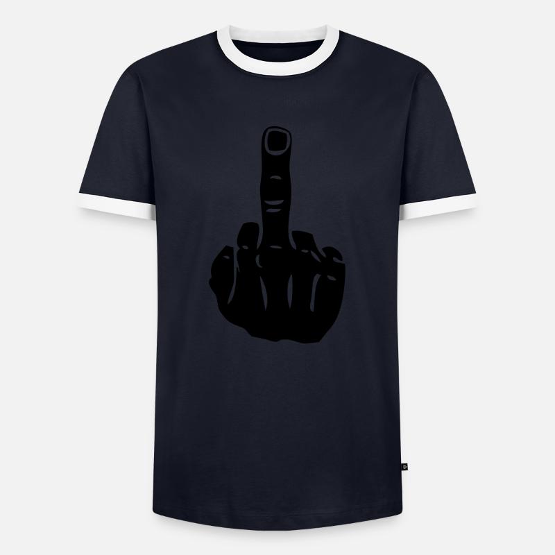 mittelfinger - Männer Kontrast-T-Shirt - Navy/Weiß