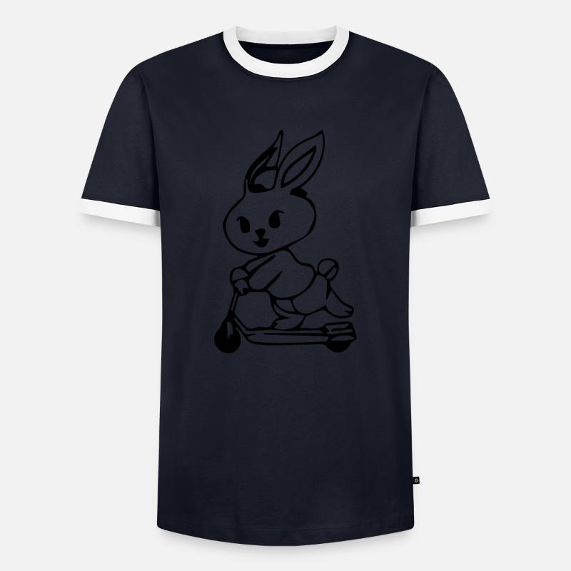 E-Scooter E-Roller Scooter - Männer Kontrast-T-Shirt - Navy/Weiß 