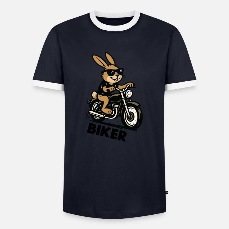 Rabbit Biker - Men's Ringer Shirt - navy/white 