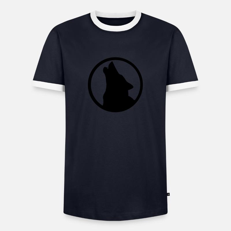 wolf_3 - Männer Kontrast-T-Shirt - Navy/Weiß 