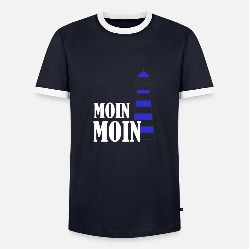 Leuchturm moin - Männer Kontrast-T-Shirt - Navy/Weiß 