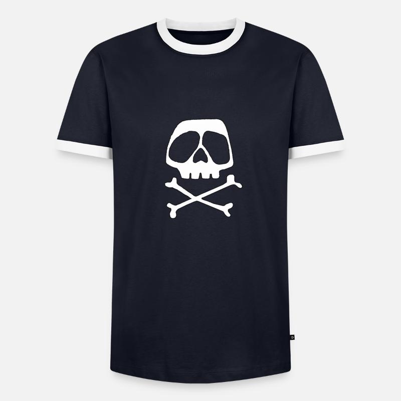 Cool - Skull - Männer Kontrast-T-Shirt - Navy/Weiß 