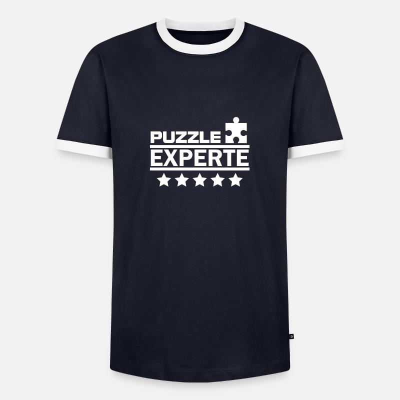 puzzle experte - Männer Kontrast-T-Shirt - Navy/Weiß 