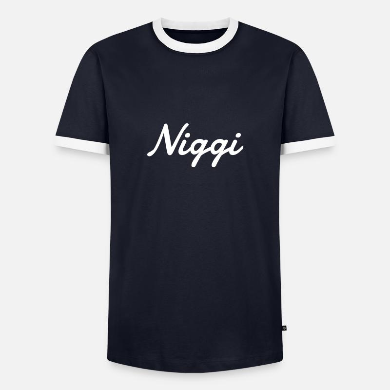 Niggi - Männer Kontrast-T-Shirt - Navy/Weiß