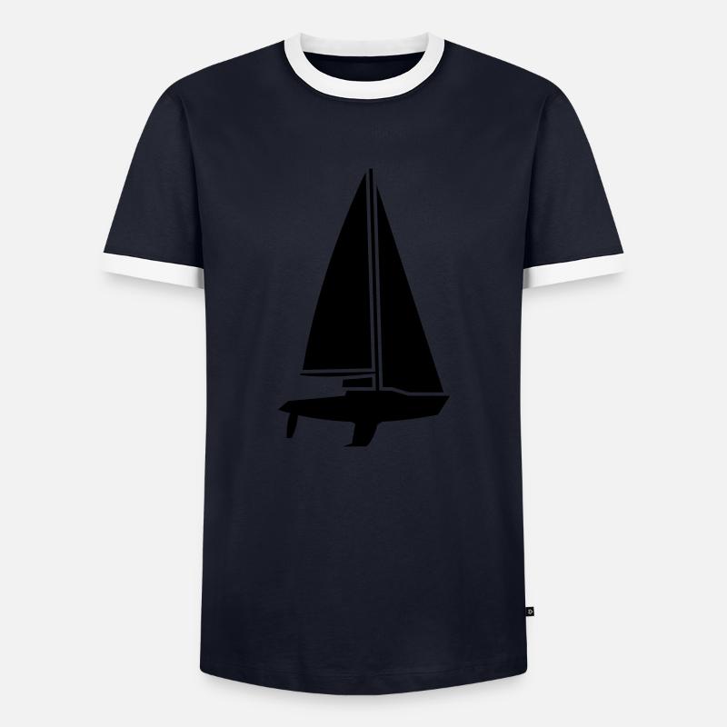 sailing ship - Men's Ringer Shirt - navy/white 