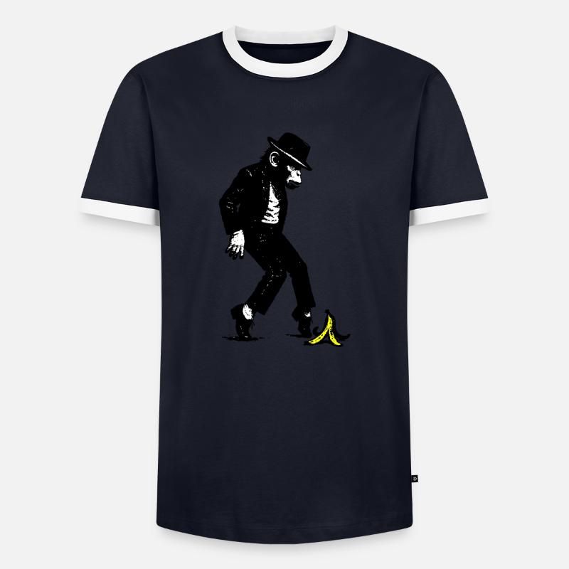 Affe mit Hut - Männer Kontrast-T-Shirt - Navy/Weiß 