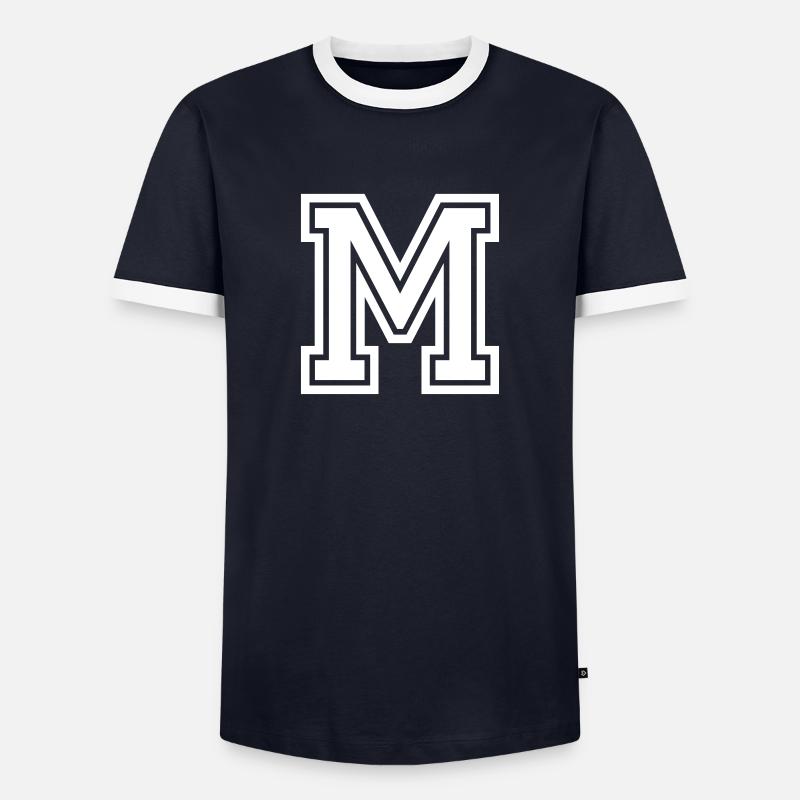 M - Männer Kontrast-T-Shirt - Navy/Weiß 