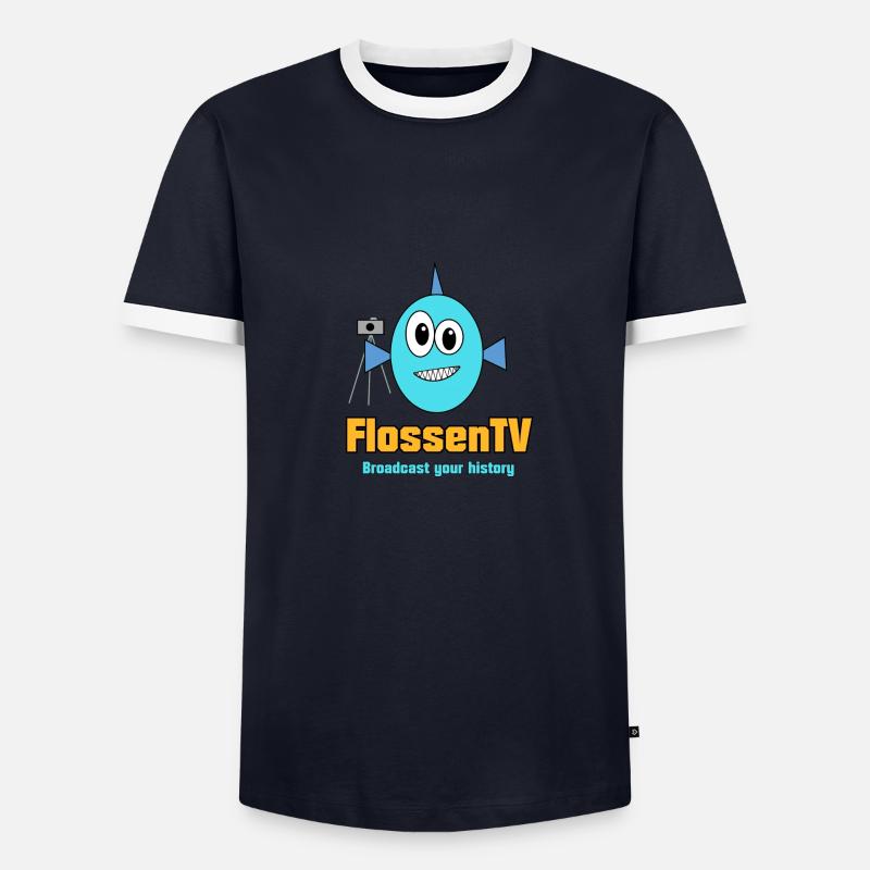 FinsTV - Men's Ringer Shirt - navy/white 