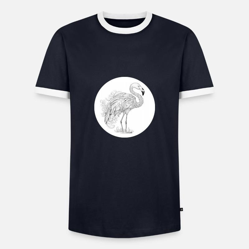Flamingo - Männer Kontrast-T-Shirt - Navy/Weiß 