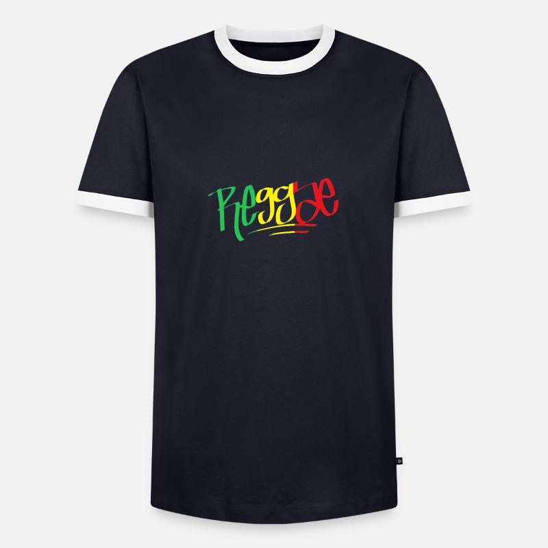 Reggae Rasta - Männer Kontrast-T-Shirt - Navy/Weiß 