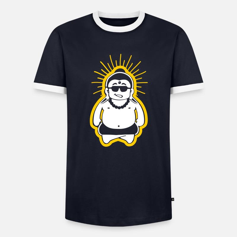 Cool Buddha! - Männer Kontrast-T-Shirt - Navy/Weiß 