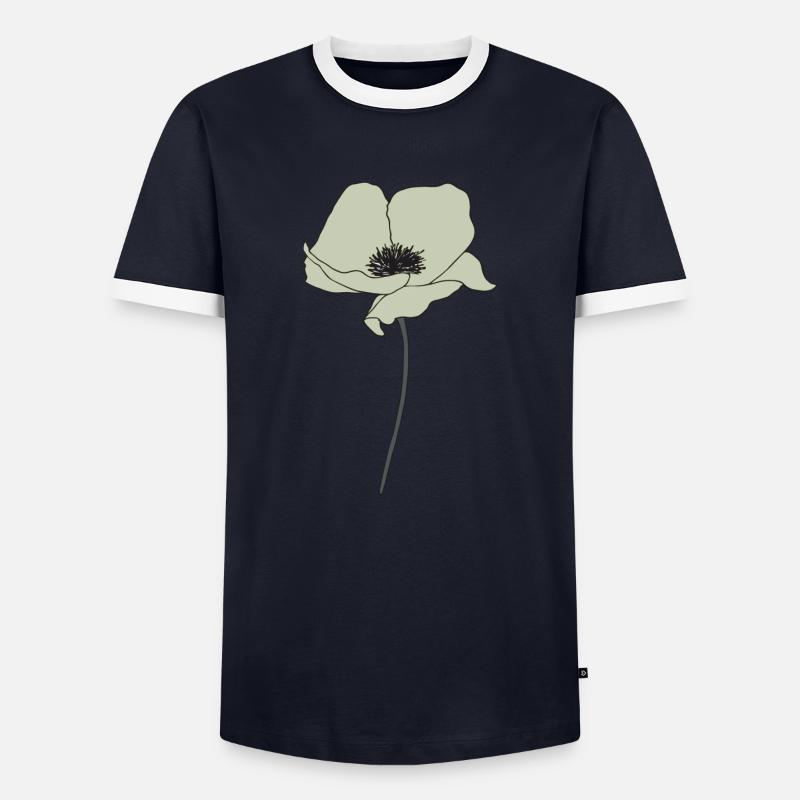 mohnblume beige - Männer Kontrast-T-Shirt - Navy/Weiß