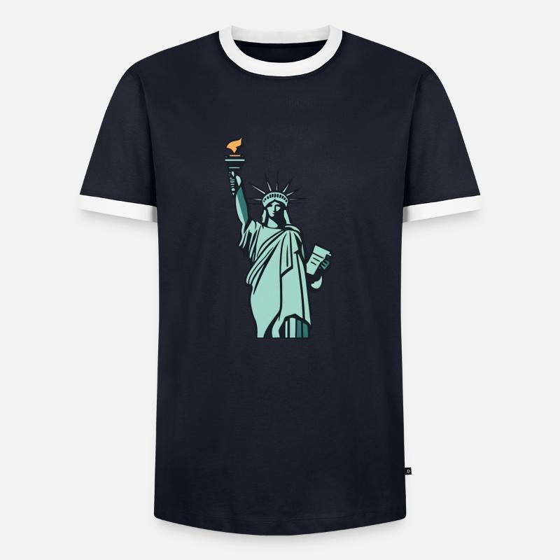 Freiheitsstatue - Männer Kontrast-T-Shirt - Navy/Weiß