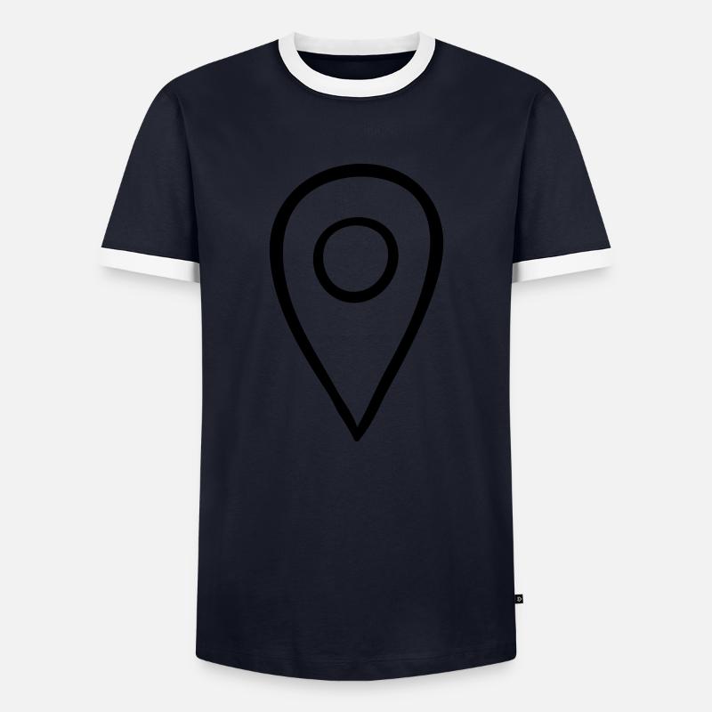 Map spot logo - Men's Ringer Shirt - navy/white 