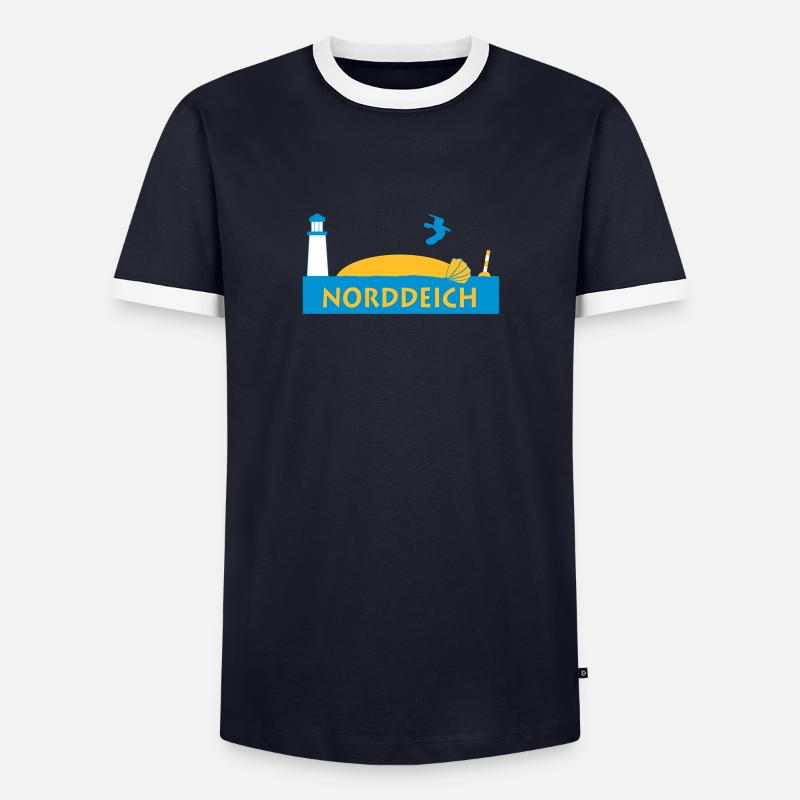 norddeich - Männer Kontrast-T-Shirt - Navy/Weiß