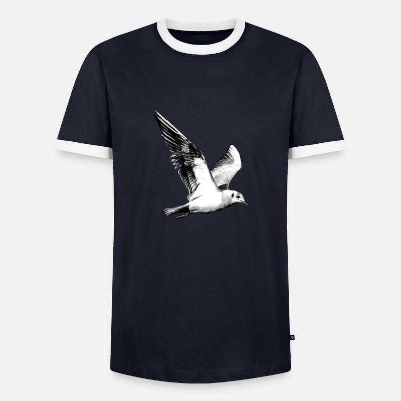 Möwe - Männer Kontrast-T-Shirt - Navy/Weiß