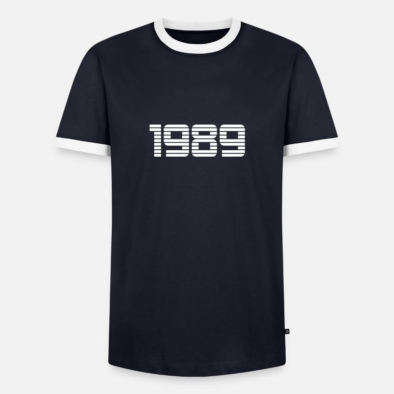 1989 - Männer Kontrast-T-Shirt - Navy/Weiß 