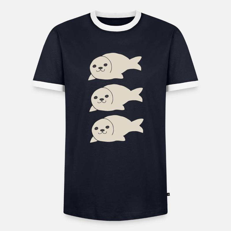 robbe triple - Men's Ringer Shirt - navy/white 