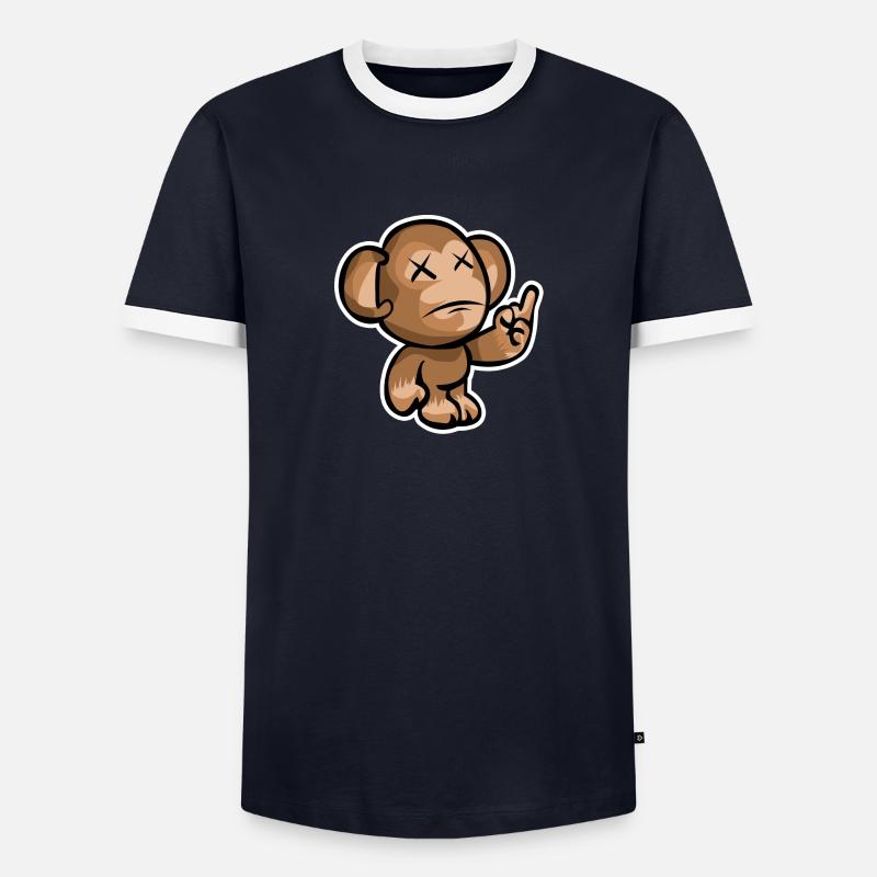monkey - Men's Ringer Shirt - navy/white