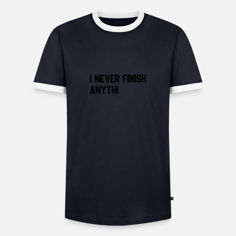 I never finish anythin - Men's Ringer Shirt - navy/white 