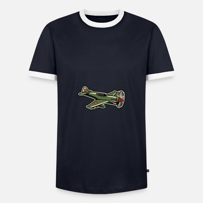 Propeller Flugzeug Militär - Männer Kontrast-T-Shirt - Navy/Weiß