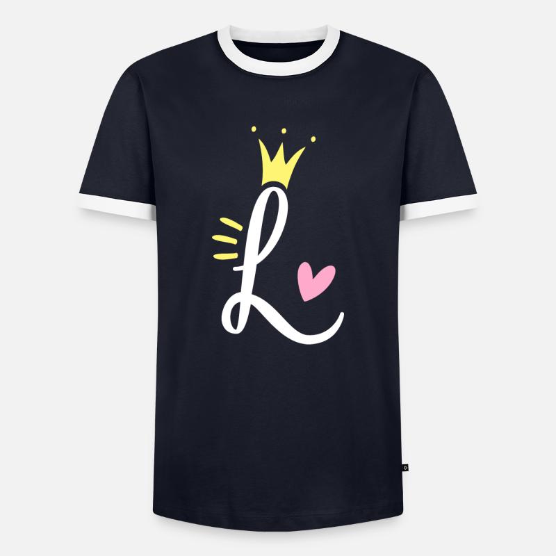 Buchstabe L Anfangsbuchstabe Krone - Männer Kontrast-T-Shirt - Navy/Weiß