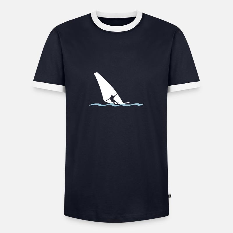 geradeausfahrer_2_Farben - Männer Kontrast-T-Shirt - Navy/Weiß 