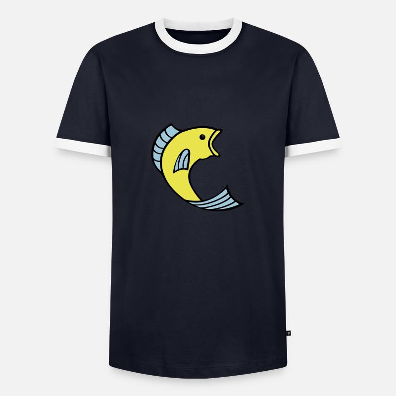 fish 002 - Men's Ringer Shirt - navy/white