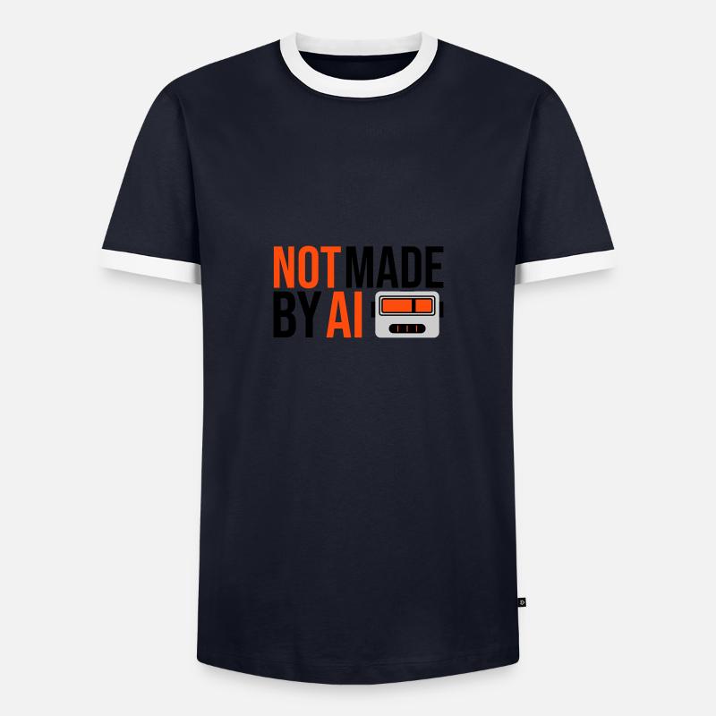 Not made by AI - Männer Kontrast-T-Shirt - Navy/Weiß