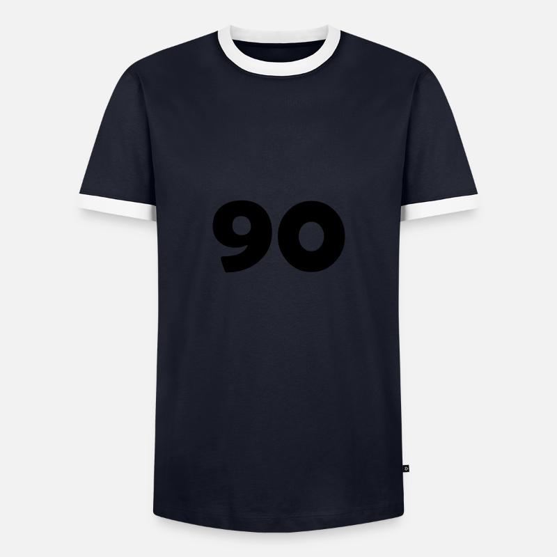 90 - Männer Kontrast-T-Shirt - Navy/Weiß 