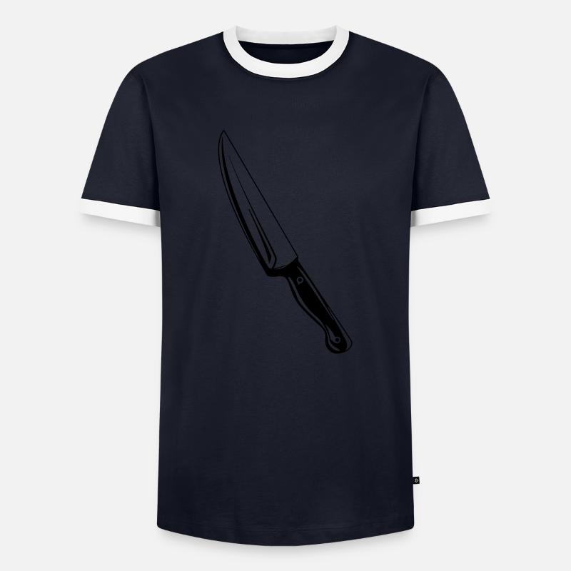 messer - Männer Kontrast-T-Shirt - Navy/Weiß 