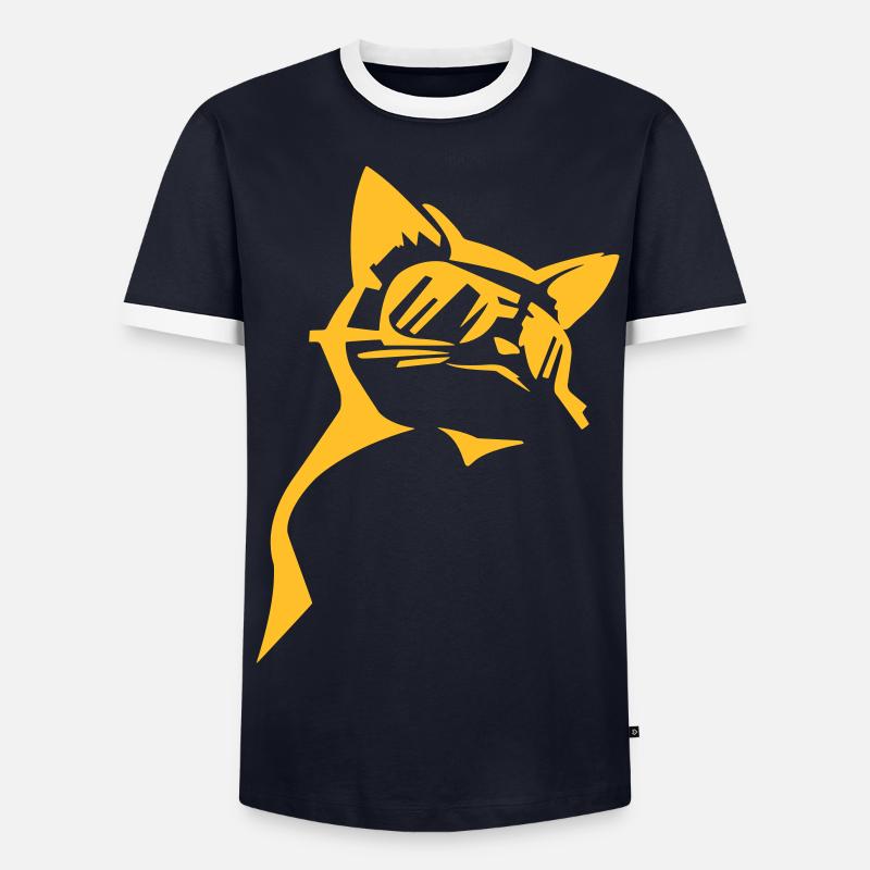 Mode-Katze von Custom - Männer Kontrast-T-Shirt - Navy/Weiß 