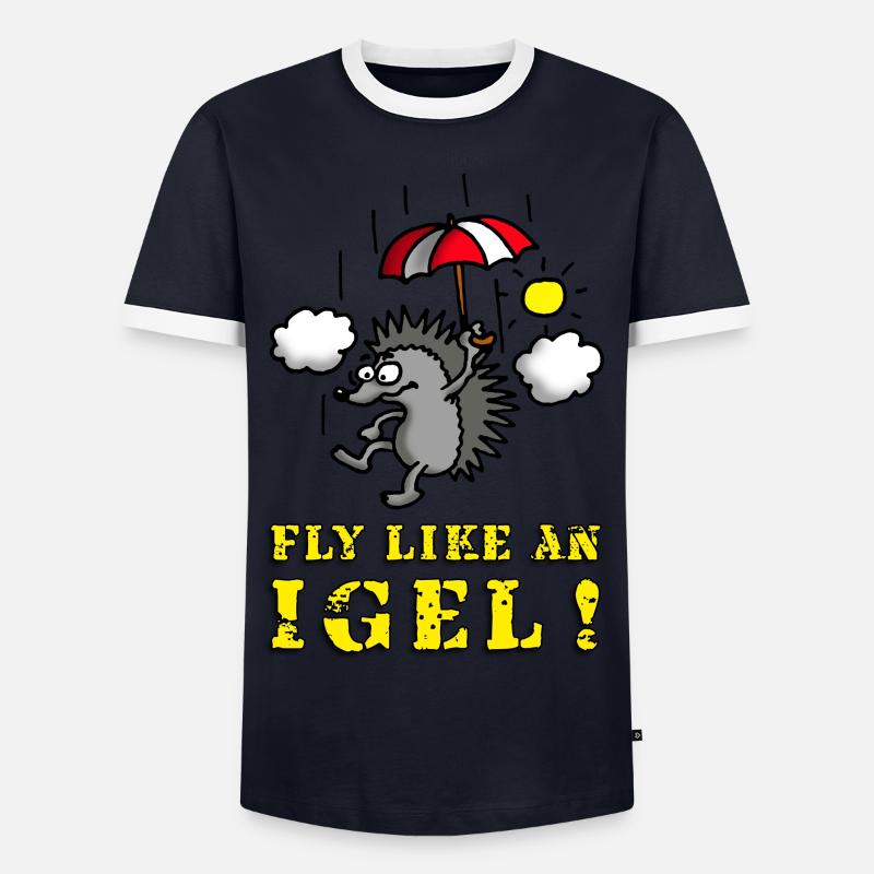 fly_like_an_igel_a - Men's Ringer Shirt - navy/white 