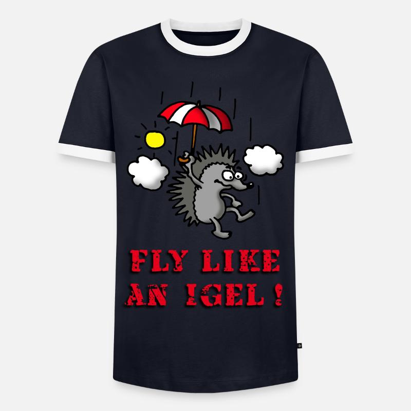 fly_like_an_igel_02_b - Men's Ringer Shirt - navy/white 