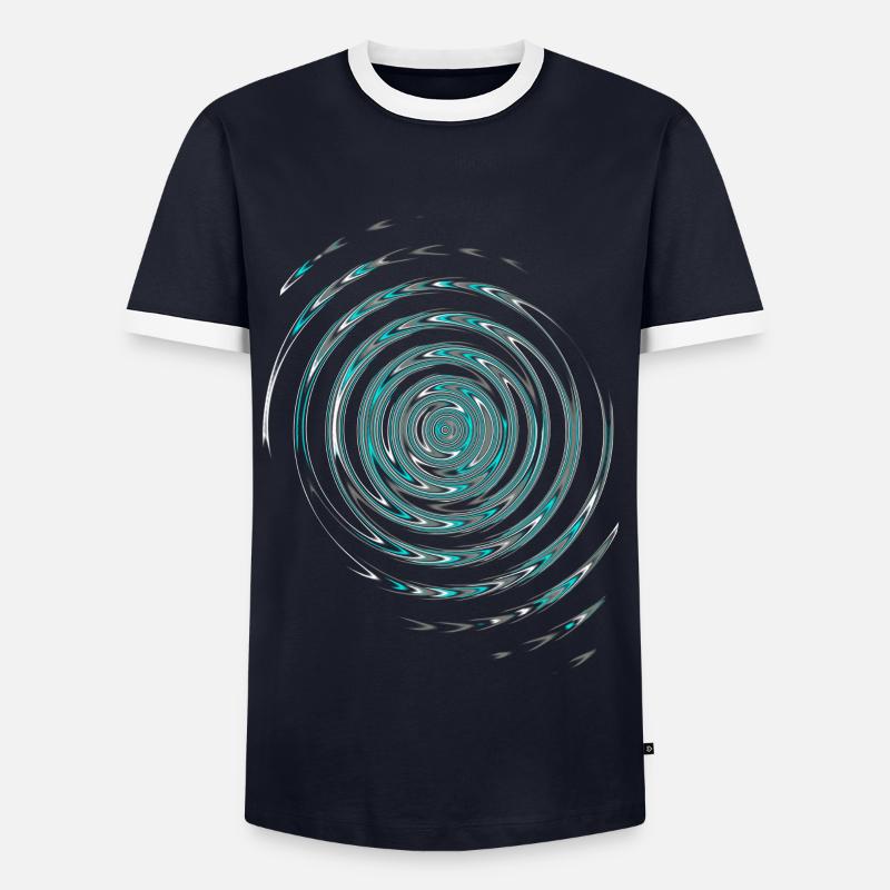 Black blue waves invert - Men's Ringer Shirt - navy/white 