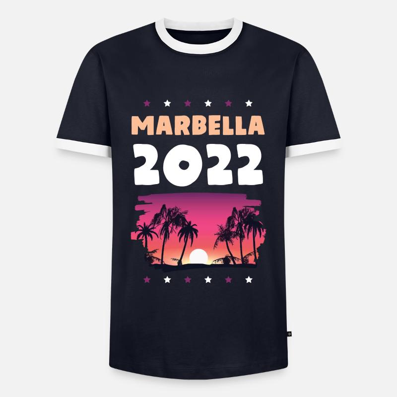 Marbella 2022 - Männer Kontrast-T-Shirt - Navy/Weiß