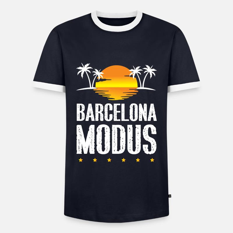 Barcelona Modus - Männer Kontrast-T-Shirt - Navy/Weiß 