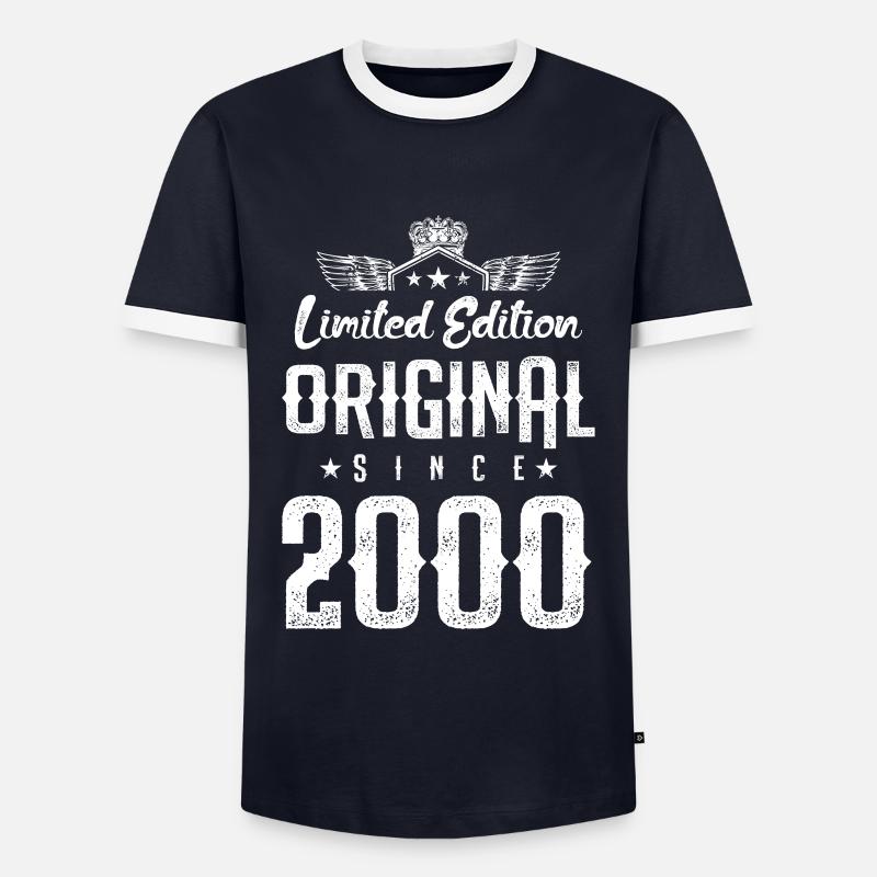 2000 limited edition - Männer Kontrast-T-Shirt - Navy/Weiß