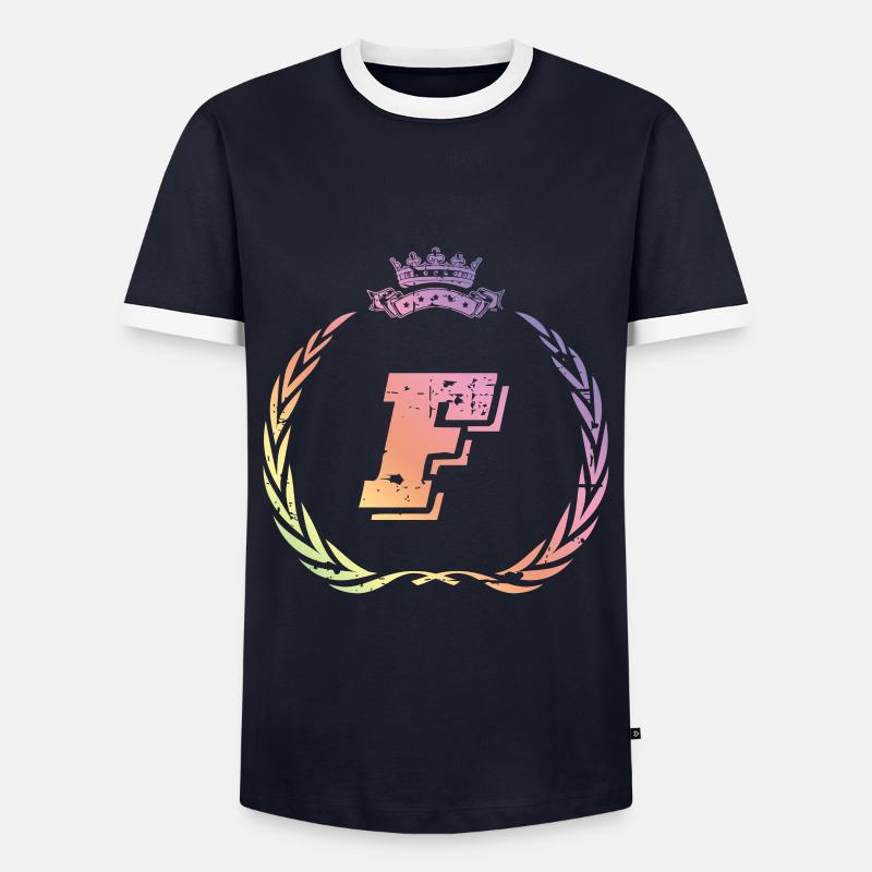 F Buchstabe Kranz - Männer Kontrast-T-Shirt - Navy/Weiß 