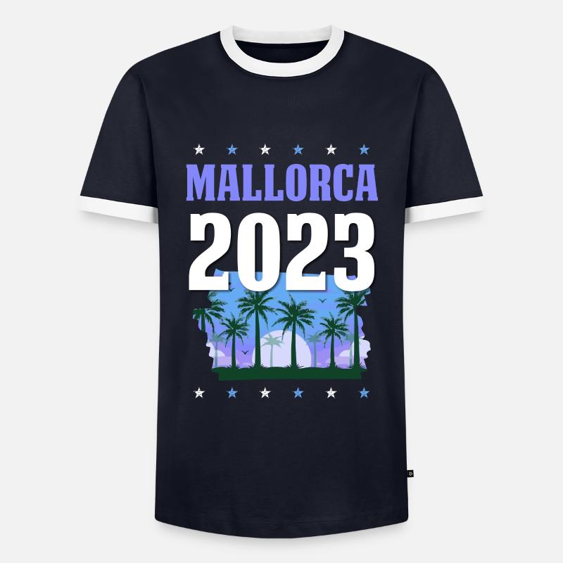 Mallorca 2023 - Männer Kontrast-T-Shirt - Navy/Weiß 