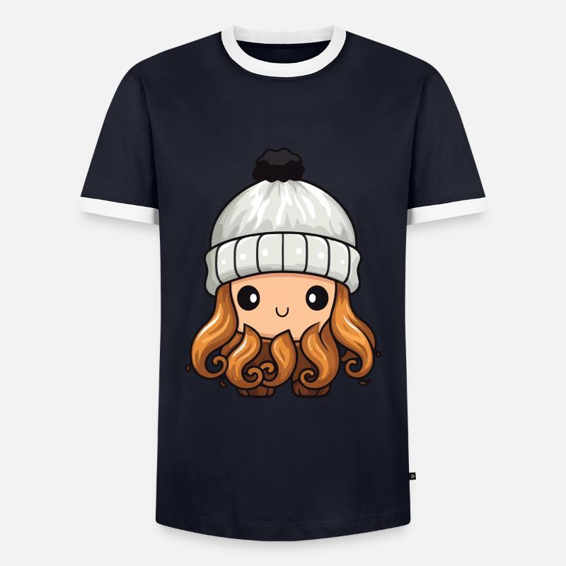 Octopus Winter Octopus Comic - Men's Ringer Shirt - navy/white 