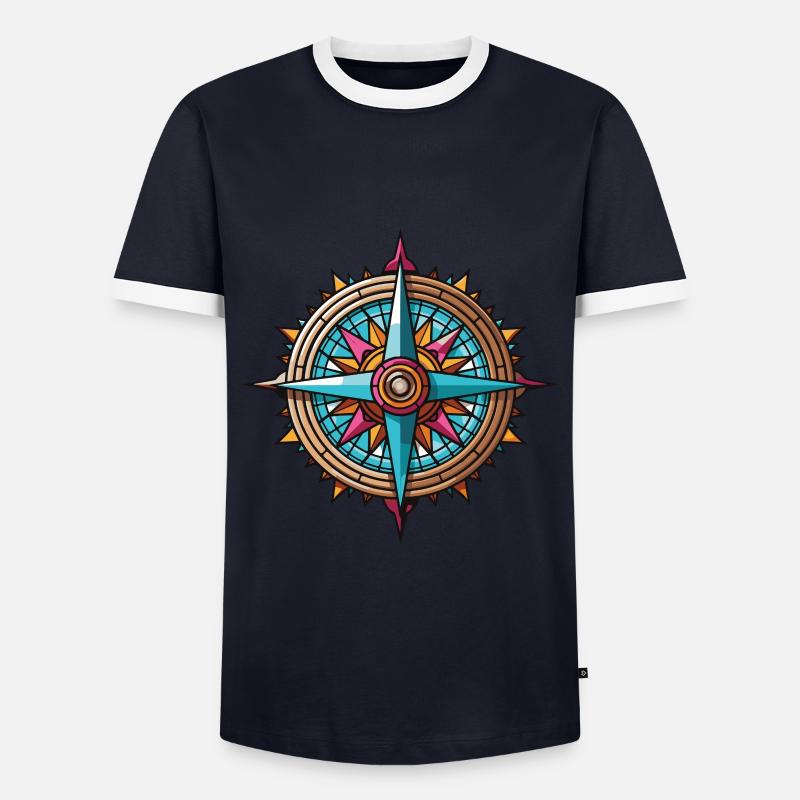 Compass Symbol - Men's Ringer Shirt - navy/white