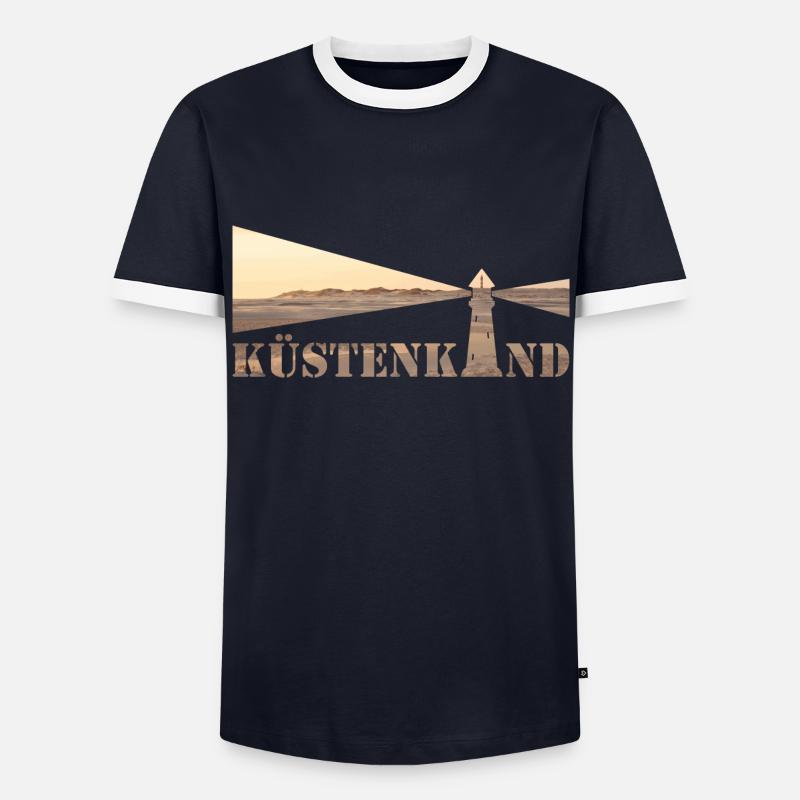 Coastal lighthouse - Men's Ringer Shirt - navy/white