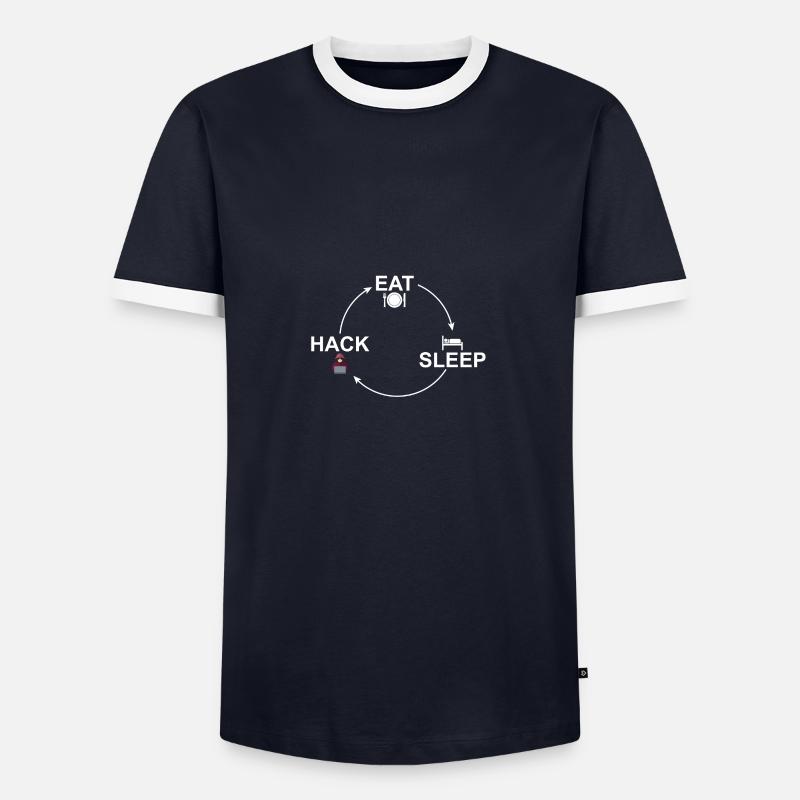 Kreislauf: Eat-Sleep-Hack Hacker Hacken 24/7 - Männer Kontrast-T-Shirt - Navy/Weiß 