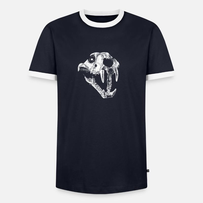 Fuchs Schädel - Männer Kontrast-T-Shirt - Navy/Weiß 
