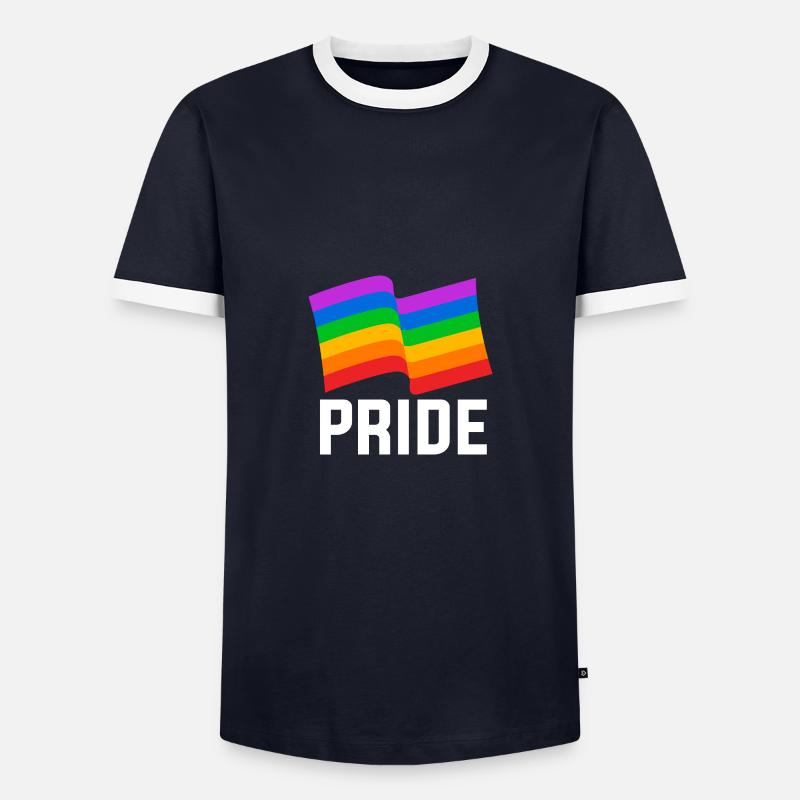 PRIDE Flag - Men's Ringer Shirt - navy/white